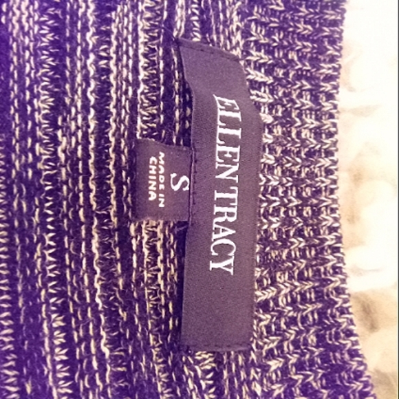 NWOT Ellen Tracy Women's V Neck Long Sleeve Black/Ivory Knit Contrast Sweater - Picture 3 of 8